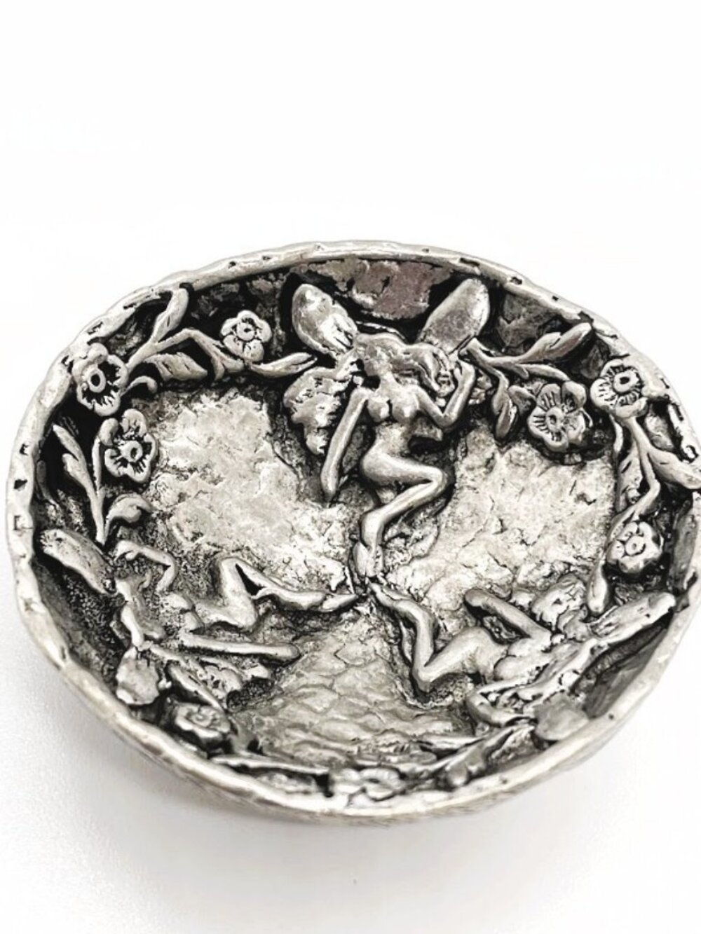 Miniature Etched Fairy Bowl 1.5 Inches Flower Vine in metal